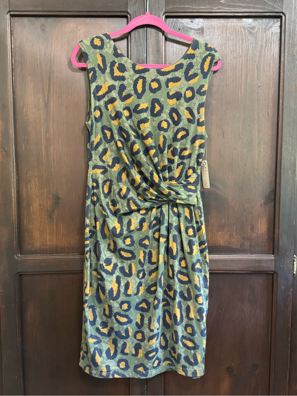 Philosophy Green Leopard Print Dress with Mustard and Black Animal Print Spots